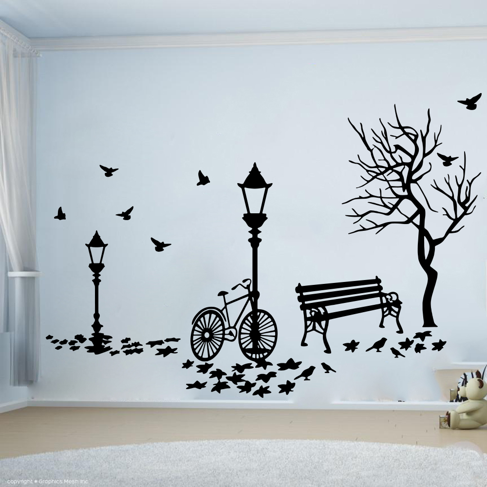 Interior Design Magazine - Modern Autumn Landscape Bike Tree Street