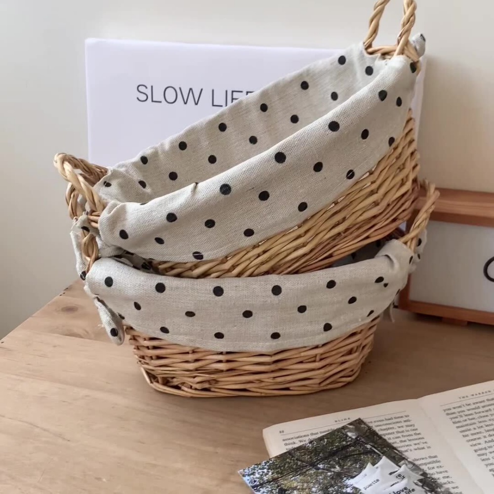 Rattan Tray Handle - Vintage Fabric Rattan Storage Baskets Decorative