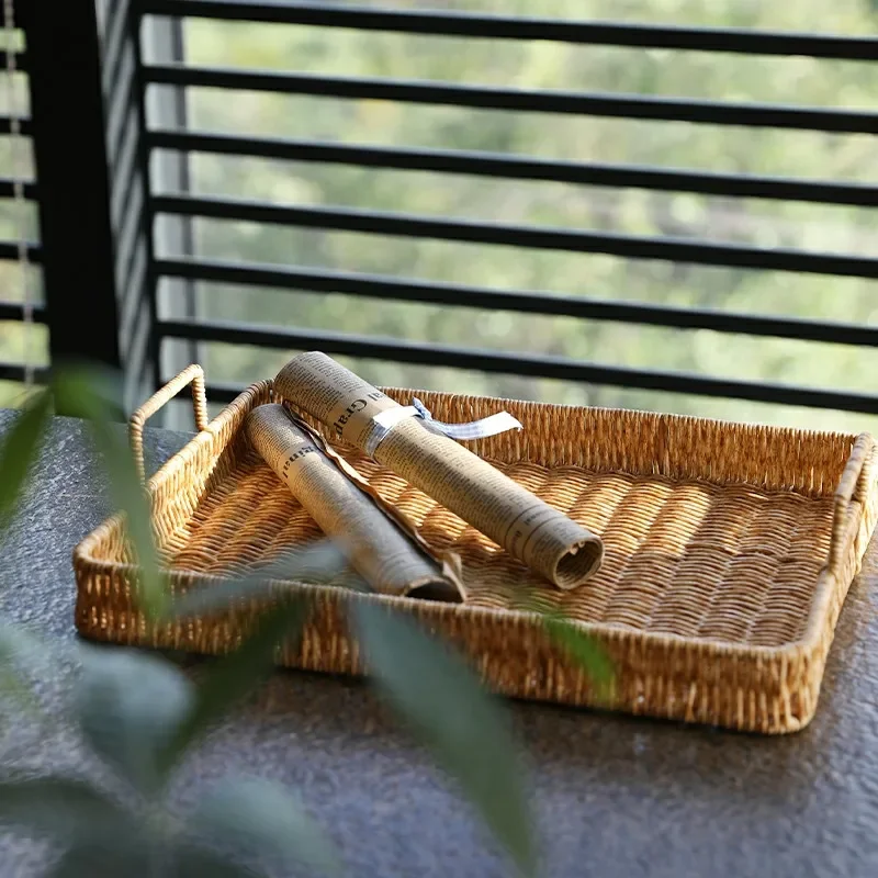 Plastic Storage Tray With Hand - Rattan Tray Handle review and price