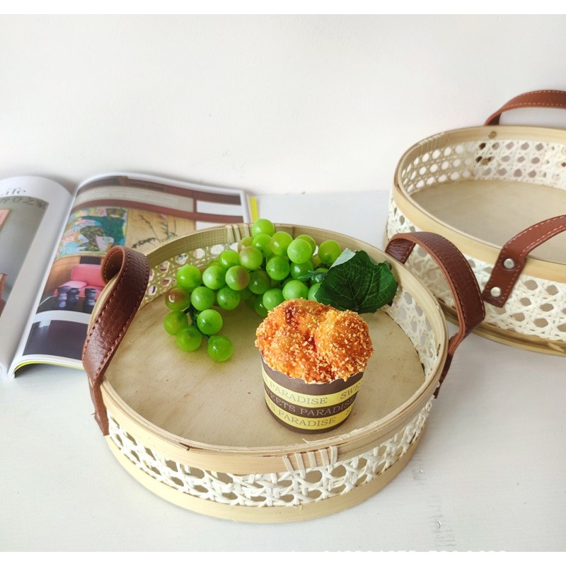 Handmade retro Nordic rattan t - Rattan Tray Handle review and price