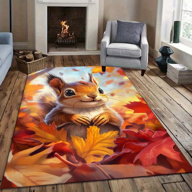 Autumn Squirrel Rug for Cozy L - Interior Design Living Room Ideas review and price