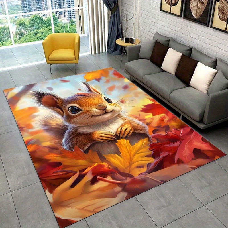 Autumn Squirrel Rug for Cozy L - Interior Design Living Room Ideas review and price