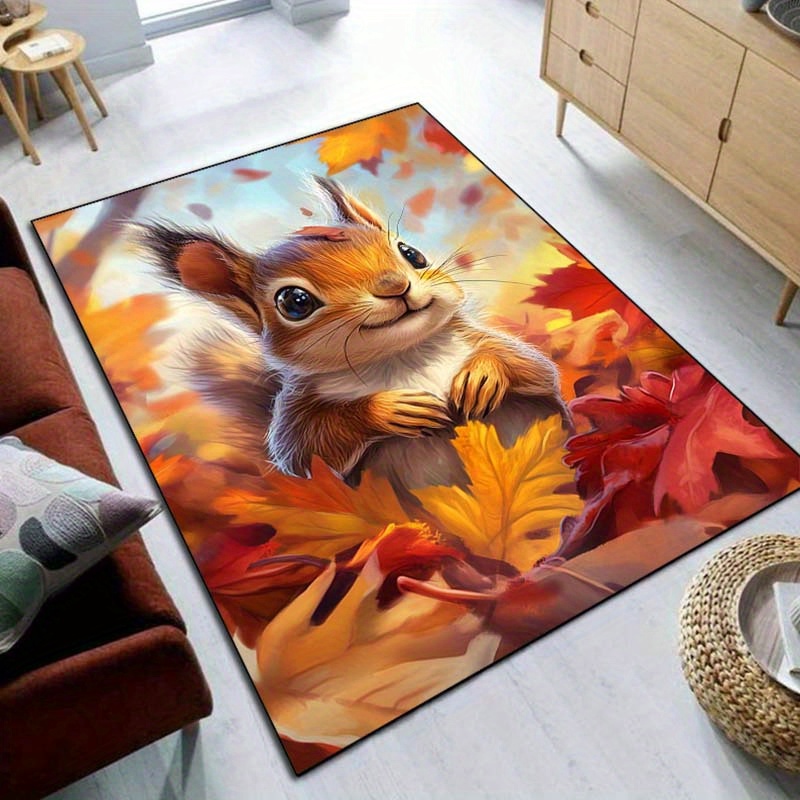 Autumn Squirrel Rug for Cozy L - Interior Design Living Room Ideas review and price
