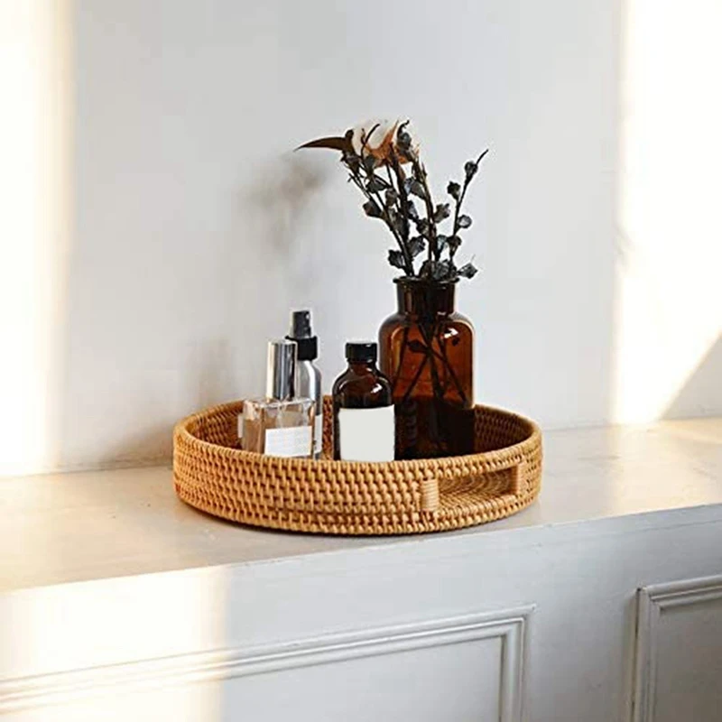 Round Rattan Serving Tray Deco - Rattan Tray Handle review and price