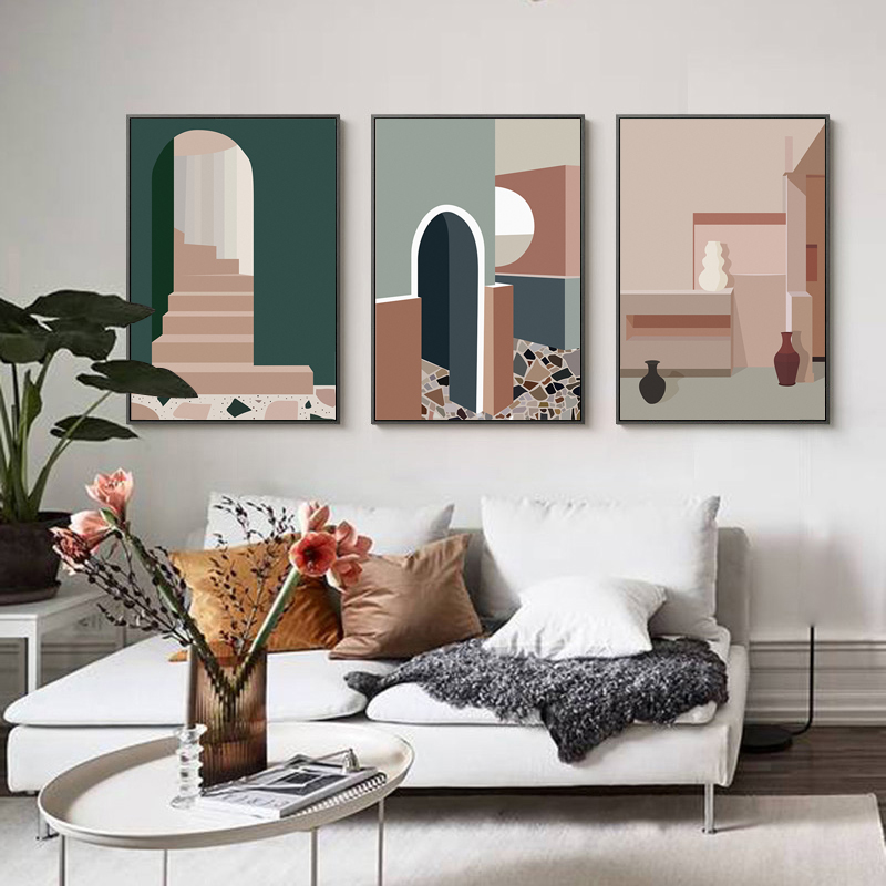Retro Morandi Building Canvas  - Interior Design And Build review and price